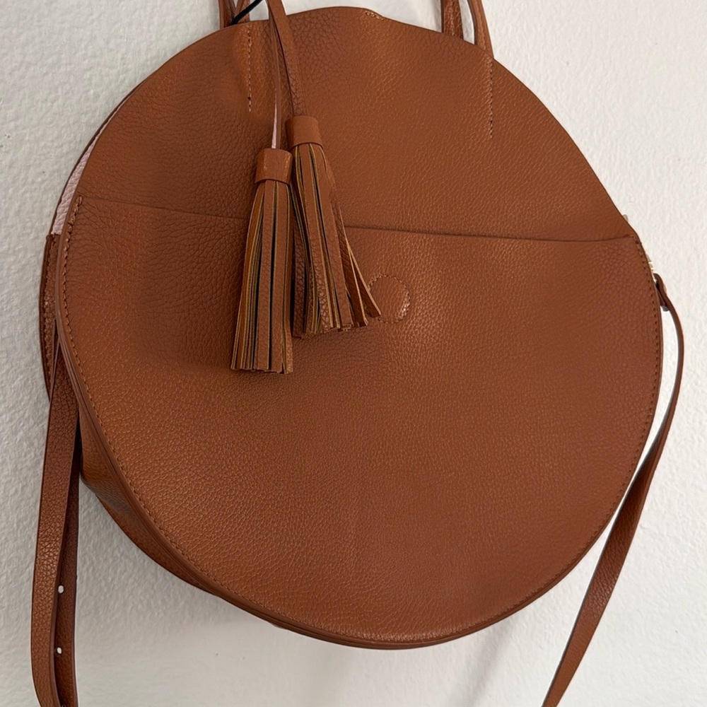 ANTHROPOLOGIE Remi and Reid Cognac Circle Tassel Tote - Picture 2 of 7
